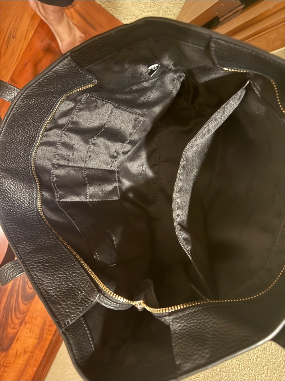 kate spade Black Pebbled Leather Tote with Gold Logo - Picture 4 of 6